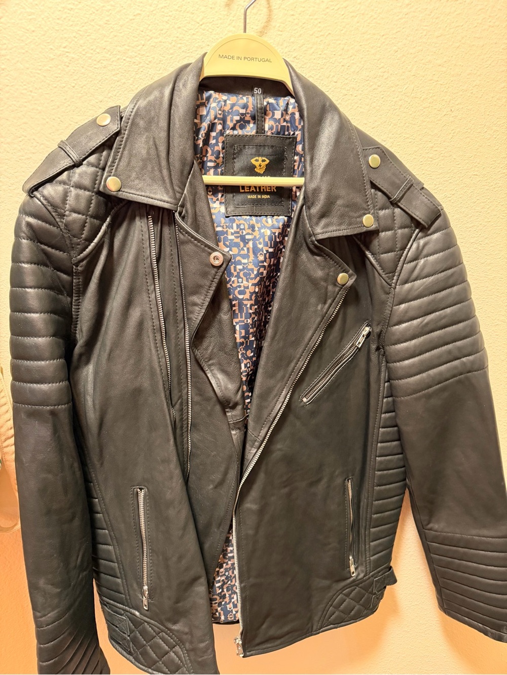 Men's Black Quilted Leather Biker Jacket